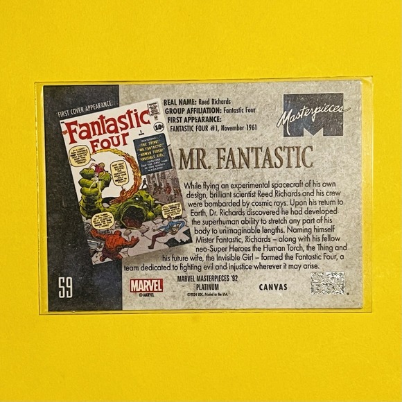 2024 Upper Deck Marvel Masterpieces '92 Platinum Mr. Fantastic Canvas #59 Card - Picture 2 of 2
